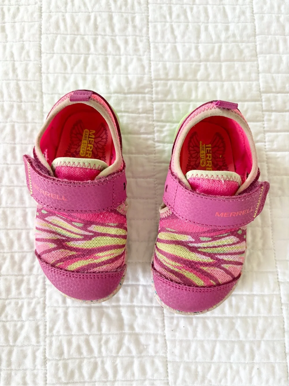 Merrell Bare Steps H20 Sandals Pink and Green Butterfly Toddler Girls Size 6T